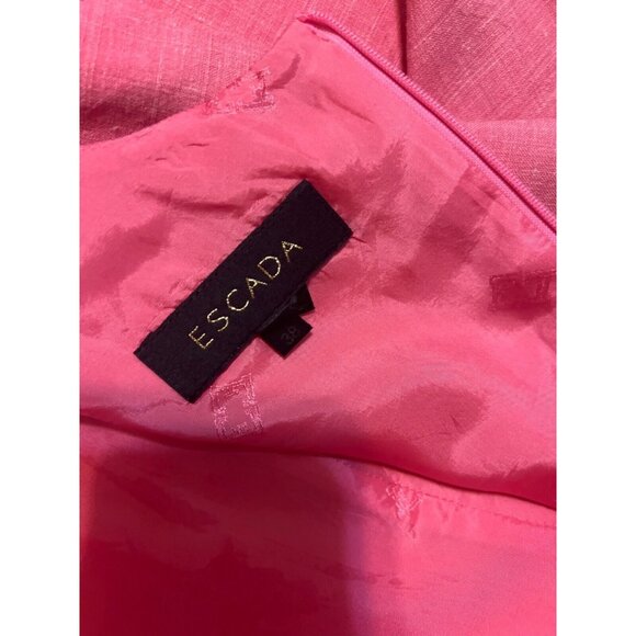 Escada Dress Rich Pink Berry 38 6 Silk Linen Sheath Sleeveless Career Church - Picture 3 of 6